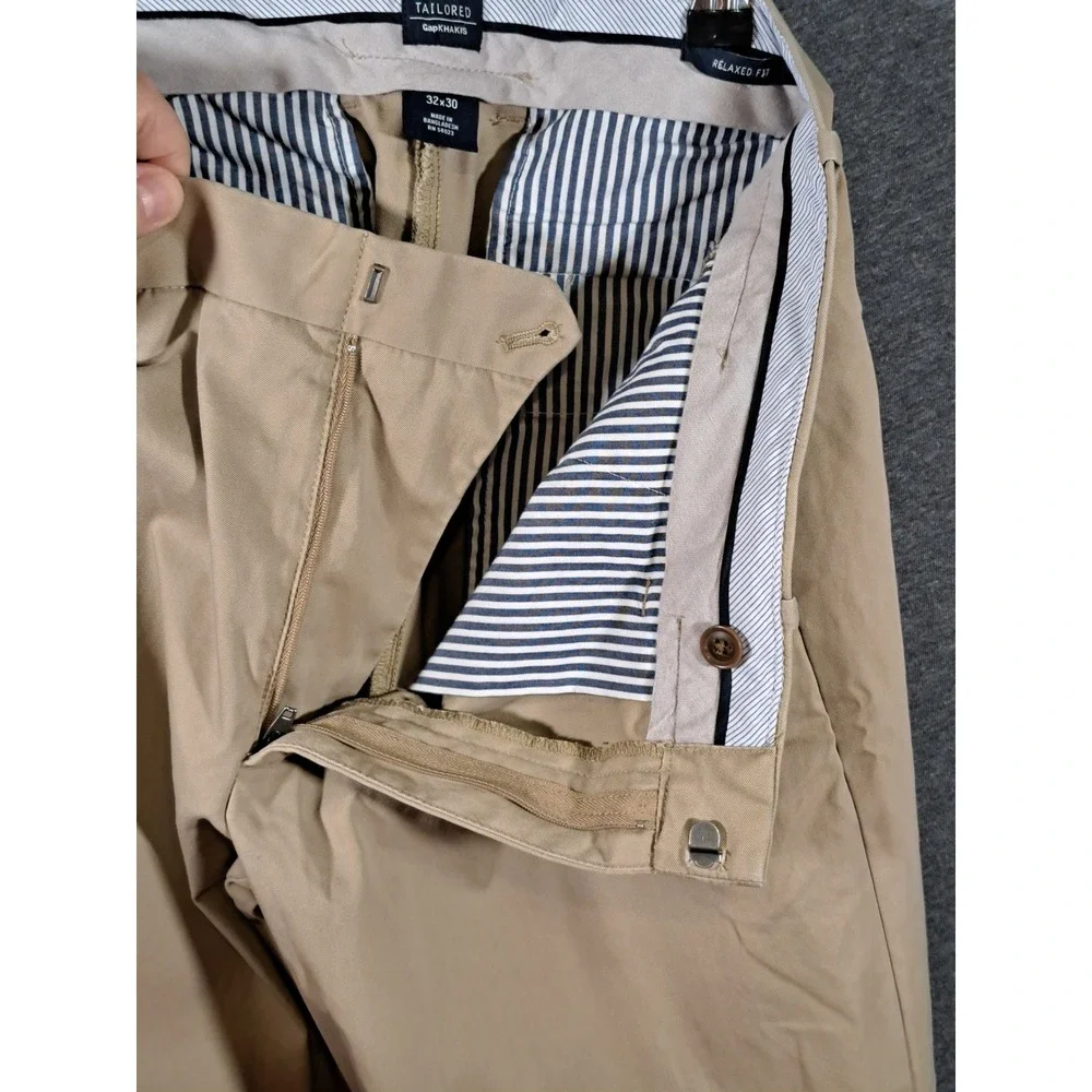 Gap Tailored Khakis Boys Tan Straight Leg Dress Pants Chinos 32x30 S/772340-00